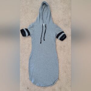 Bozzolo Hooded Short Sleeve Fitted T Shirt Drawstring Dress